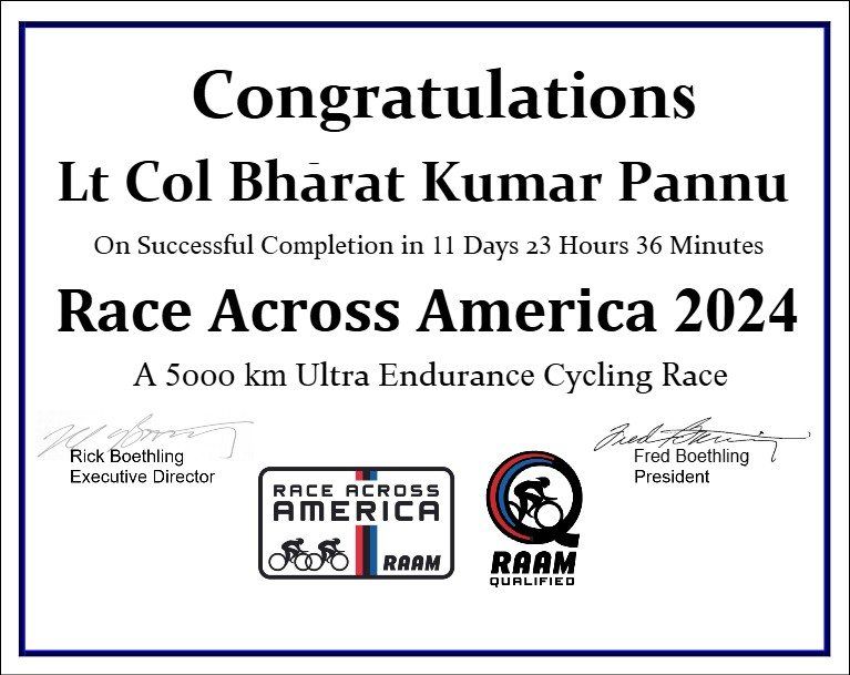 RAAM 2024 official finisher certificate