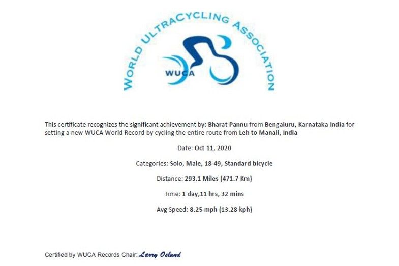 WUCA Record — Leh to Manali