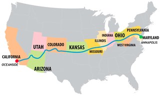 Race Across America route map — Oceanside, California to Annapolis, Maryland