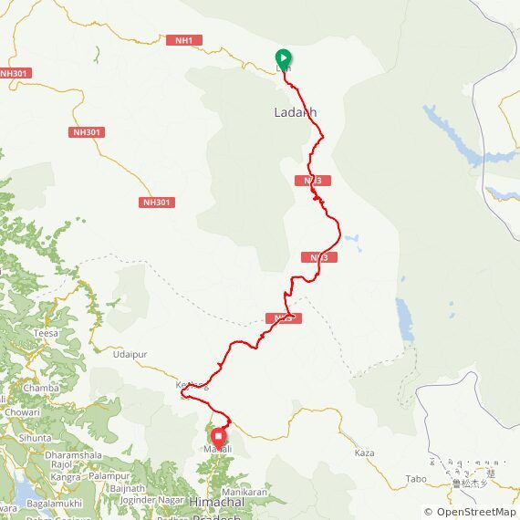 Leh–Manali Expedition 2020 route map